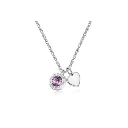 COLLANA DONNA IN ACCIAIO CON CRISTALLO ROSA