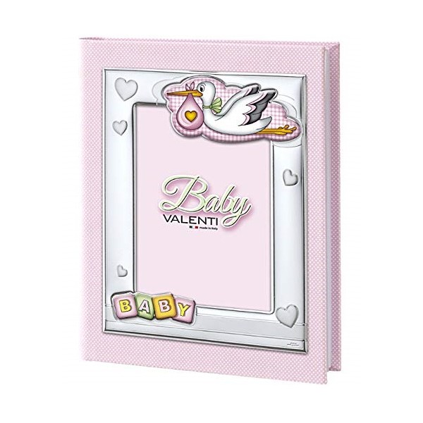 Valenti album con portafoto bimba con cicogna in similpelle rosa in offerta