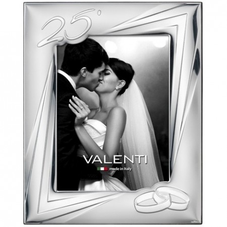 Valenti 52032/4L portafoto 13 x 18 cm in argento e legno 25°Anniversario in  offerta